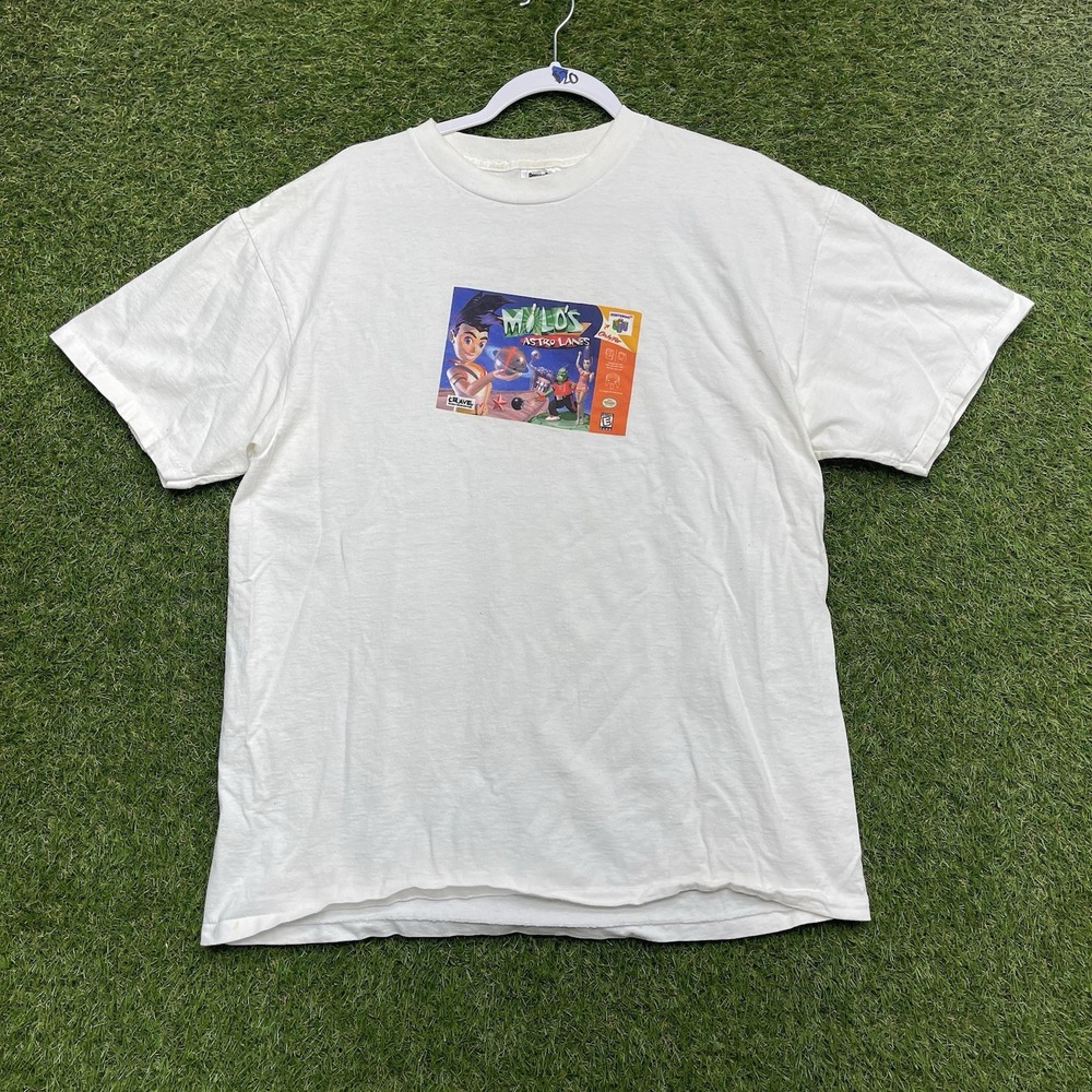 Vintage 1998 Milo's Astro Lanes Shirt Mens XL Crave Nintendo 64 Game N64 Promo